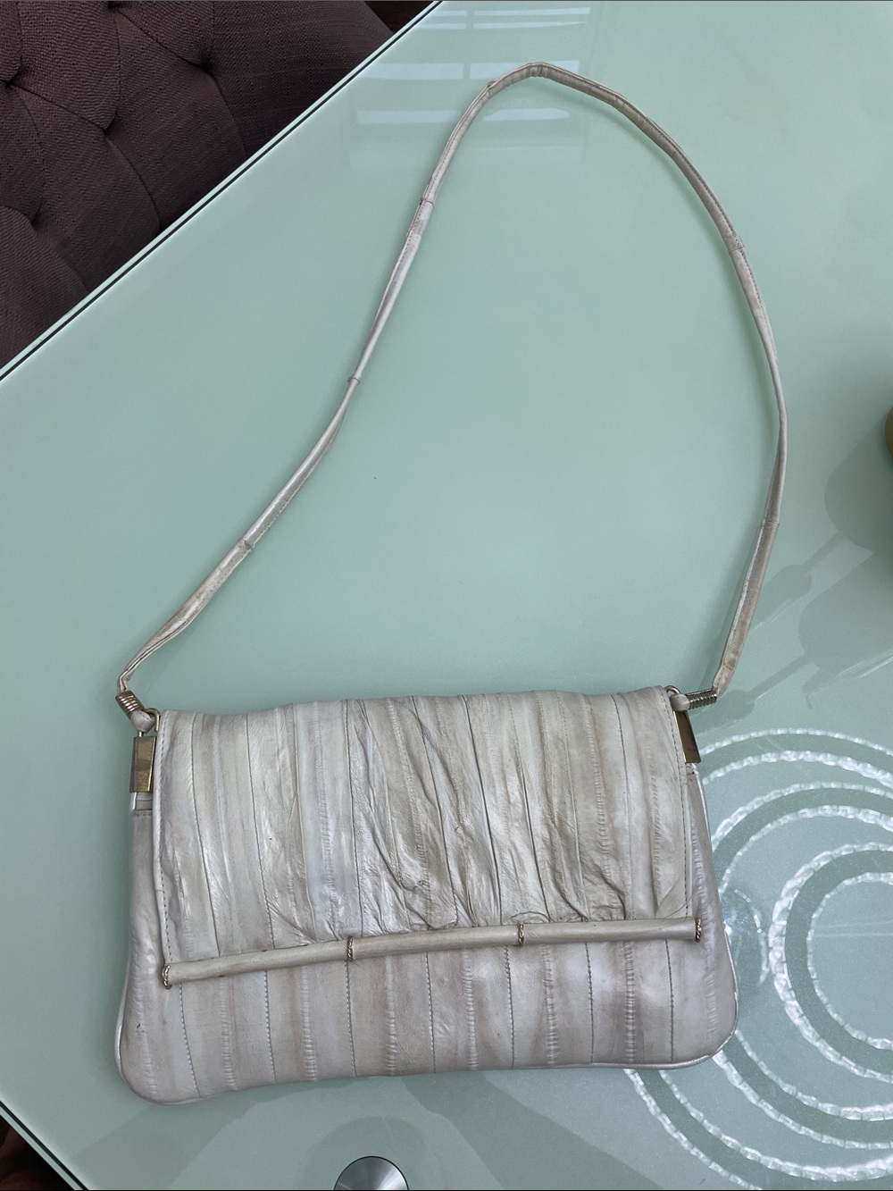Womens Vintage Ivory and Grey Shoulder Bag - Stylish Everyday Crossbody